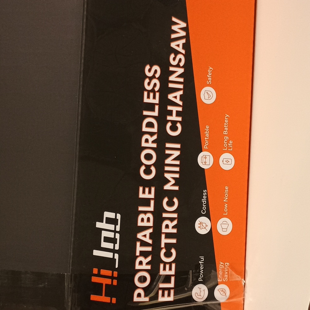 Portable Cordless Electric Mini Chainsaw - Black and Orange
